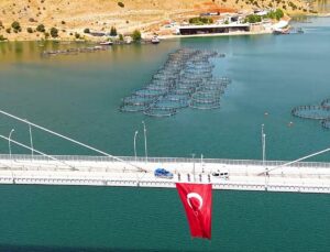Ağın’da şehit köprüsüne 15 Temmuz için dev Türk bayrağı