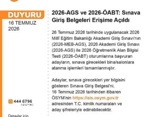 AGS ve ÖABT’nin giriş belgeleri erişime açıldı