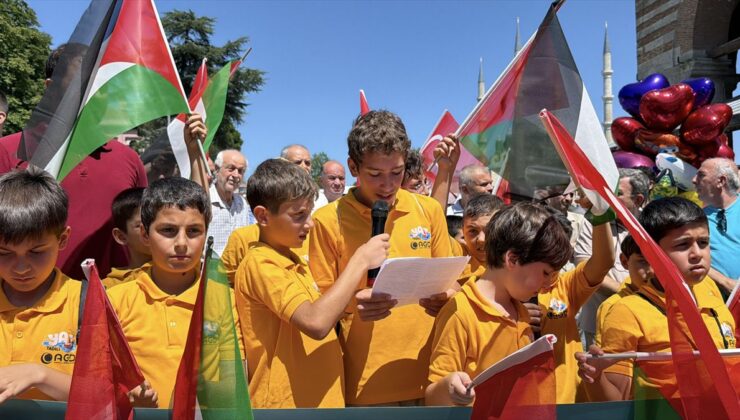Edirne’de çocuklardan Gazze’ye destek mesajı