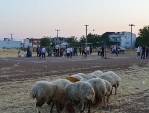 Mardin’de Köylüler Kendi İmkanlarıyla Kurdukları Toprak Sahada Voleybol Oynuyor