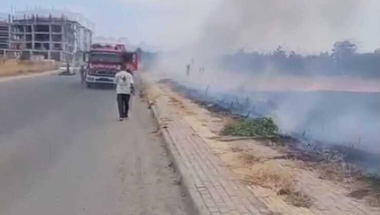 Silivri’de otluk alanda çıkan yangın evlere sıçramadan söndürüldü