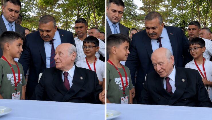 Ahlat’ta çocuklarla bir araya gelen Bahçeli’den adını öğrendiği çocuğa anlamlı nasihat