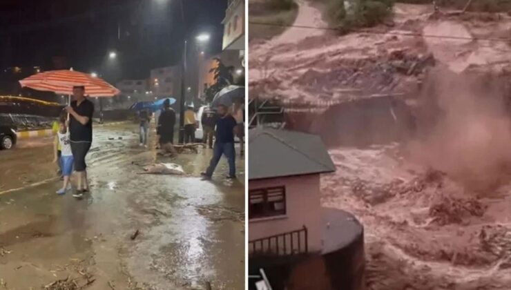 Giresun’u fırtına ve sağanak vurdu: Dereler taştı, yollar göle döndü
