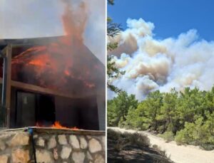 Muğla’da başlayan orman yangını Antalya’ya sıçradı! Bazı evler alevlere teslim