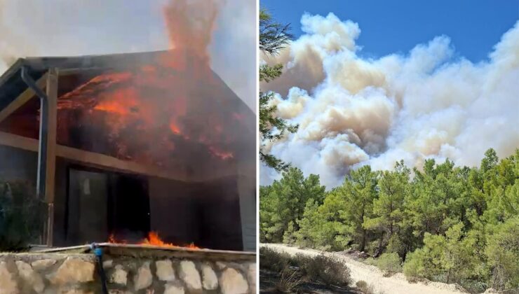 Muğla’da başlayan orman yangını Antalya’ya sıçradı! Bazı evler alevlere teslim