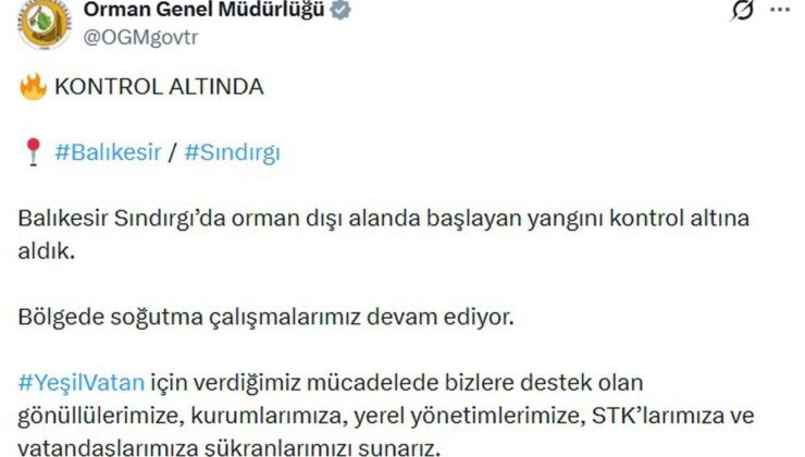 OGM: Sındırgı’daki Orman Yangını Kontrol Altında