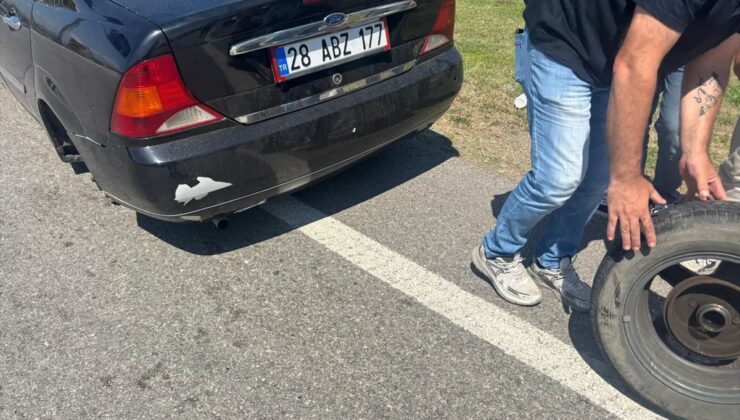 Samsun’da kopan tekerlek karşıdaki araca çarptı