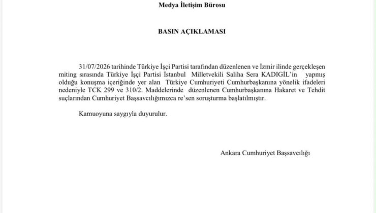 Sera Kadıgil hakkında Cumhurbaşkanına hakaretten soruşturma başlatıldı