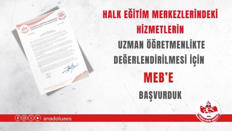 AES, Halk Eğitim’deki usta öğreticiler için MEB’e uzman öğretmenlik başvurusu yaptı