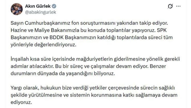 Bakan Gürlek fon soruşturmasında mağduriyetler için adım atılacağını söyledi