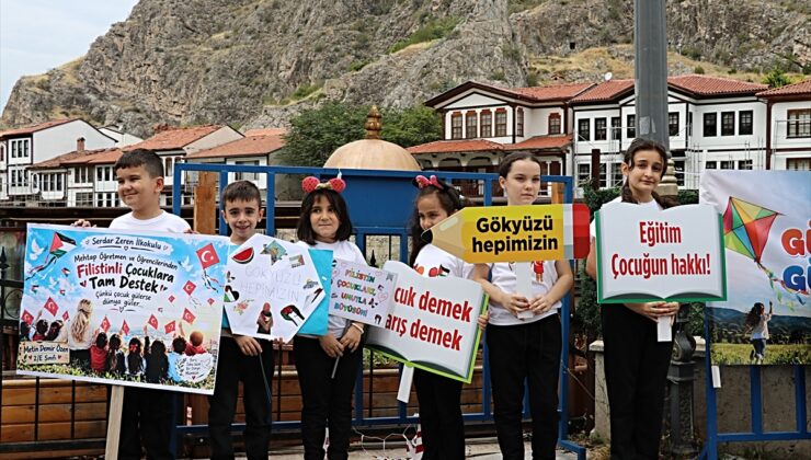 Çorum ve Amasya’da uçurtma ve balonlar Filistinli çocuklar için uçuruldu