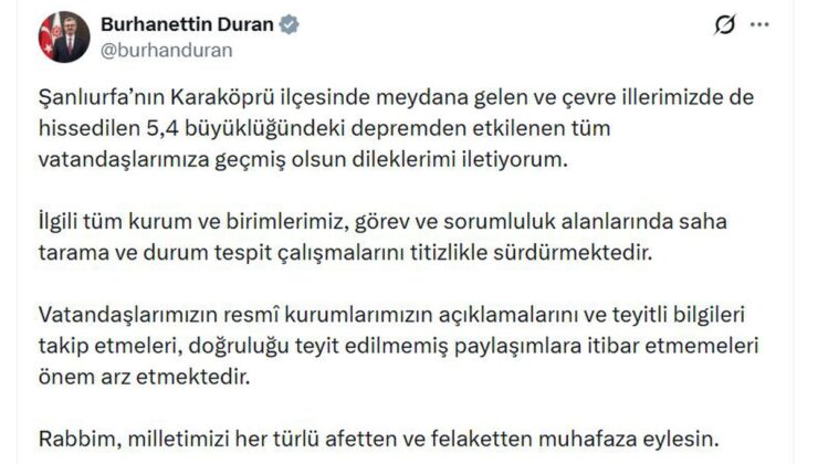 İletişim Başkanı, 5.4’lük depremde teyitsiz paylaşımlara itibar edilmemesini istedi