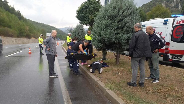 Manisa Yunusemre’de Karayolları görevlisi İrfan İnci’ye otomobil çarptı, yaralandı