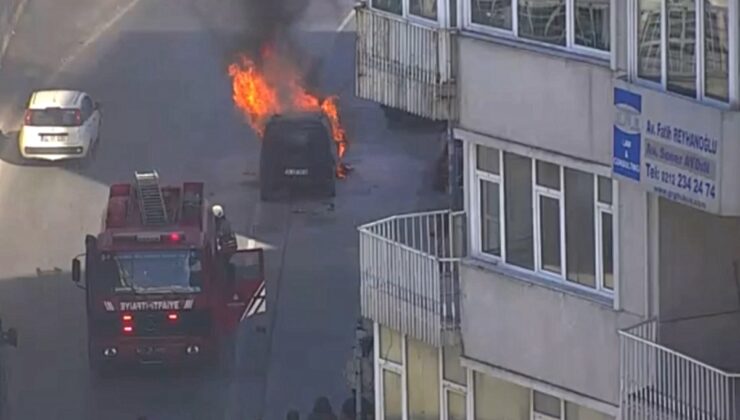 Mecidiyeköy’de araç yangını