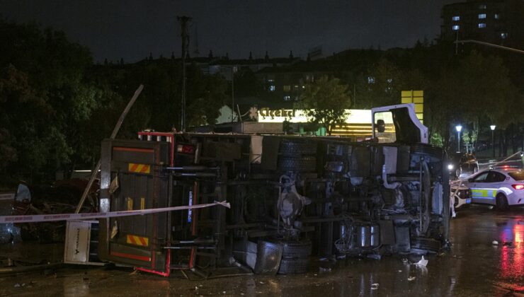 Ankara Yenimahalle’de oksijen tüpü yüklü kamyonla otomobil çarpıştı, 3 kişi yaralandı