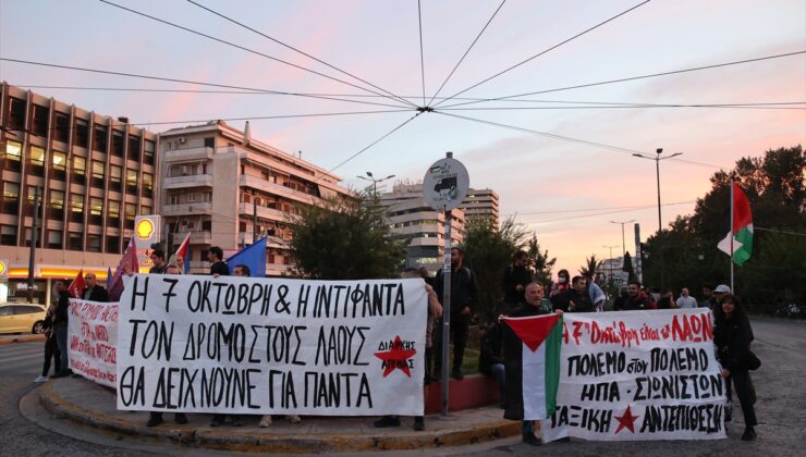 Atina’da Filistin için gösteri düzenlendi, ABD ve NATO karşıtı sloganlar atıldı