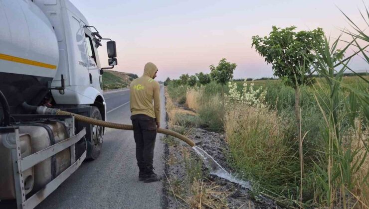 Batman’da Yeşil Kuşak Projesi’nde meyve fidanları Orman İşletme ekiplerince sulanıyor