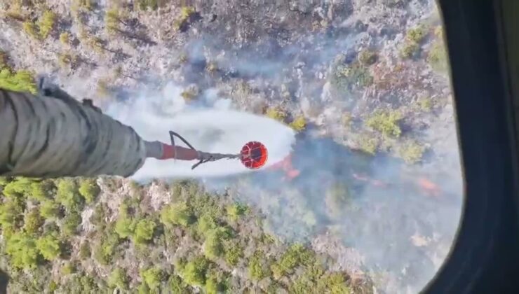 Bodrum Çocuk Mezarı’nda yangın 6 helikopter ve 2 uçakla kontrol altına alındı