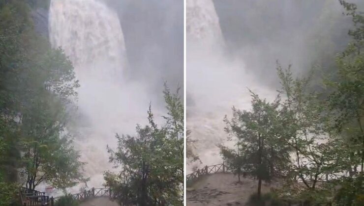 Bursa’da sağanak yağışın etkisiyle Suuçtu Şelalesi coştu