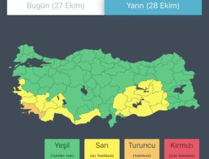 Çevre Bakanlığı, Muğla’ya turuncu, 18 il için sarı kodlu yağış uyarısı yaptı