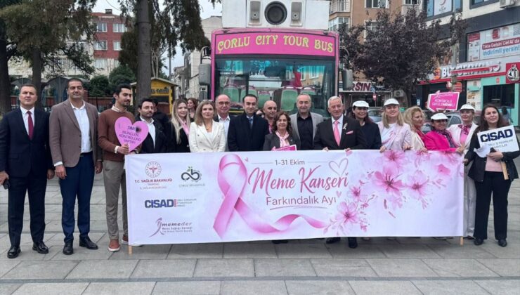 Çorlu’da meme kanseri farkındalık yürüyüşünde erken teşhisin önemi vurgulandı