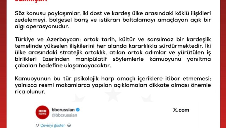DMM, Türkiye-Azerbaycan bağlarını hedef alan içerikleri algı operasyonu saydı