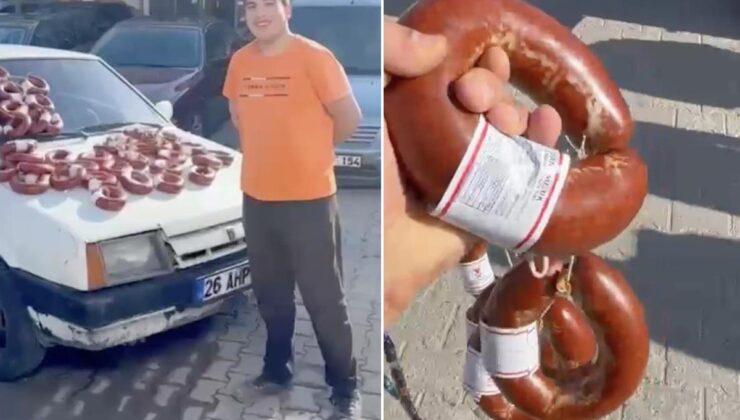 Eskişehir’de ilginç takas! 100 bin liralık otomobilini 100 kilo sucukla takas etti