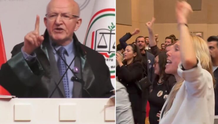 İstanbul Barosu Genel Kurulu’nda Kaboğlu’nun konuşması sonrası sloganlar yükseldi