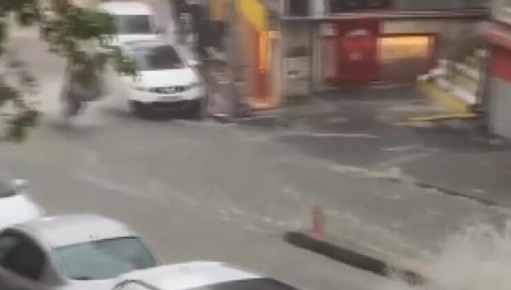 İstanbul’da sağanak seli araçları sürükledi, Şişli’de kadın çevredekilerce kurtarıldı