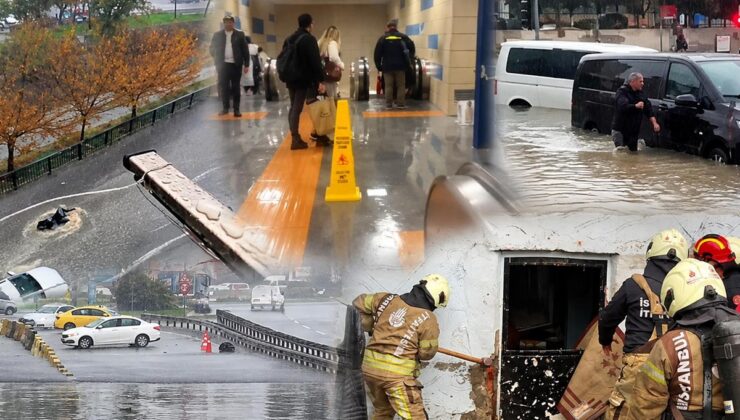 İstanbul’u sağanak vurdu! Yollar göle döndü, araçlar mahsur kaldı, metroları su bastı