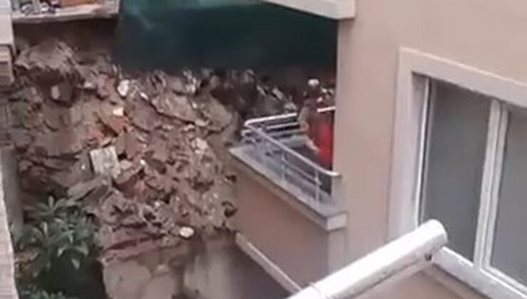Kağıthane Gültepe’de sağanak sonrası evin istinat duvarı çöktü, hasar oluştu