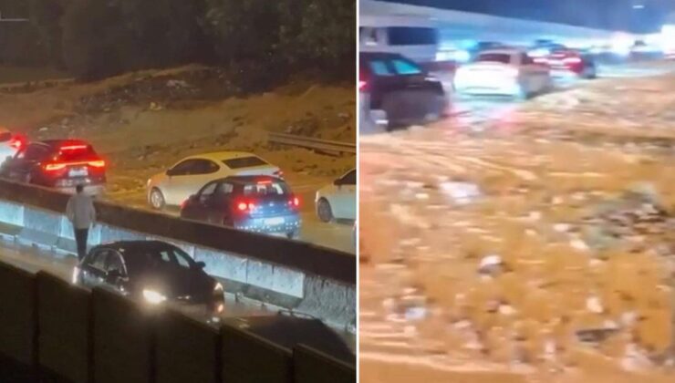 Kartal’da sel sularının sürüklediği çamur TEM bağlantı yolunda bir şeridi kapattı