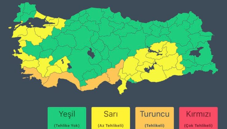 Meteoroloji 29 il için sarı, Antalya ve Adana’da bazı ilçelere turuncu uyarı verdi