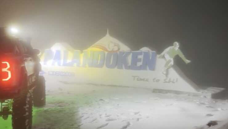 Palandöken’in zirvesinde kar kalınlığı tipili yağışla 5 santimetreye ulaştı