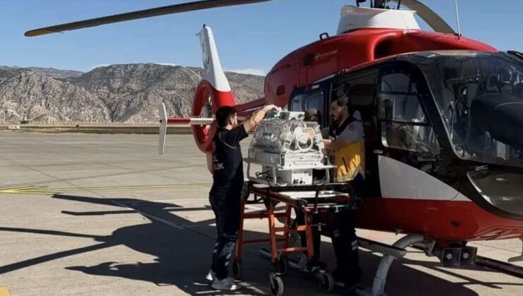 Silopi’de tedavi gören bebek, helikopter ambulansla Elazığ’a sevk edildi