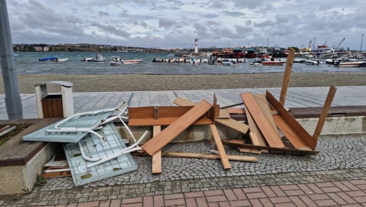 Tekirdağ Marmaraereğlisi’nde 50 km’yi aşan fırtına balıkçıları denize açtırmadı