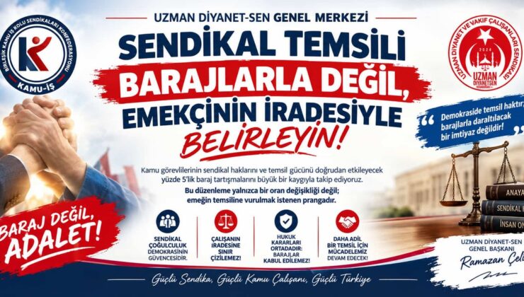Uzman Diyanet-Sen Genel Başkanı Çelik, yüzde 5’lik baraj önerisine karşı çıktı